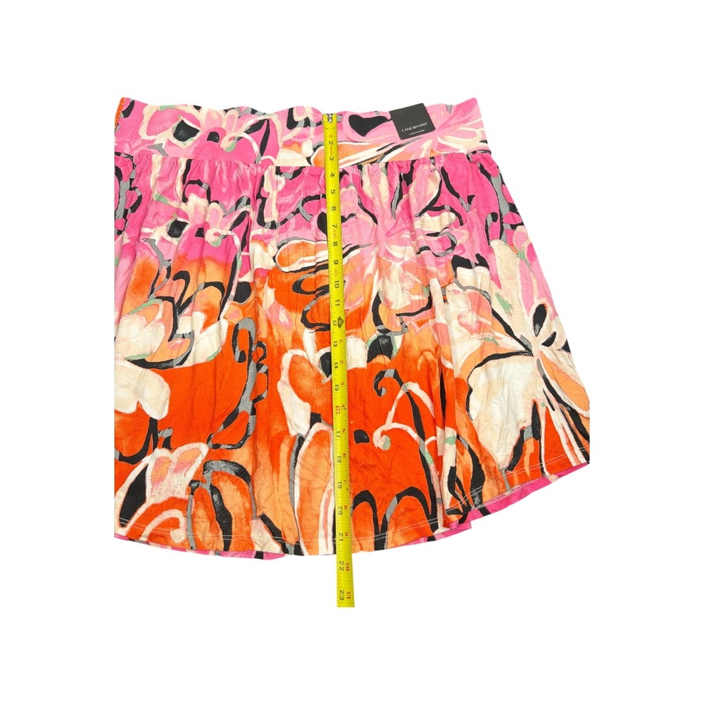 Lane Bryant Women Pink Orange Abstract Floral Smocked Mini Skirt Plus Size 22/24 - Picture 3 of 5